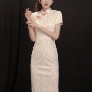 Deluxe Maxi Cheongsam Cap Sleeve Manarin Collar Slim Fit Side Slit Chinese Qipao Dress Evening Party Formal Wear - Image 2