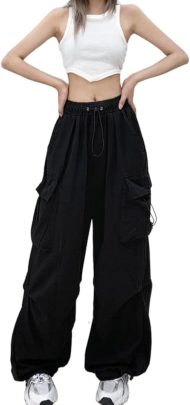 Pants Women Baggy Parachute Pants Woman Mutil Pockets Loose Fit  Casual Pants for Women