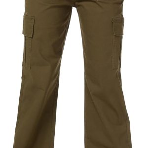 Women's High Waist Stretchy Cotton  Pants Wide Leg Hiking Tactical Trousers with 6 Pockets
