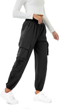 Womens Parachute  Pants with Pockets Quick Dry Hiking Pants Lightweight Water-Resistant Baggy Joggers - Image 2