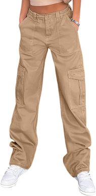 Pants for Women High Waisted Casual Pants Baggy Stretchy Wide Leg  Streetwear with 6 Pockets