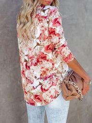 Womens Button Down Shirts Dress Shirts Long Sleeve Wrinkle Free Collared Work Blouses Casual Print Chiffon Top - Image 2