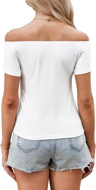 Women Short Sleeve Scalloped V Neck Business Casual Chiffon Top Work Blouse - Image 2